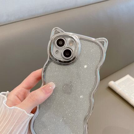 iPhone14 Pro Max 13 12ケース 猫耳 半透明 ☆キラキラシール iPhone14 Pro Max 13 12ケース 猫耳 半透明 ☆キラキラシール