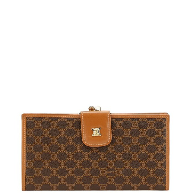 セリーヌ マカダム 長財布 ブラウン PVC レザー レディース CELINE 【中古】