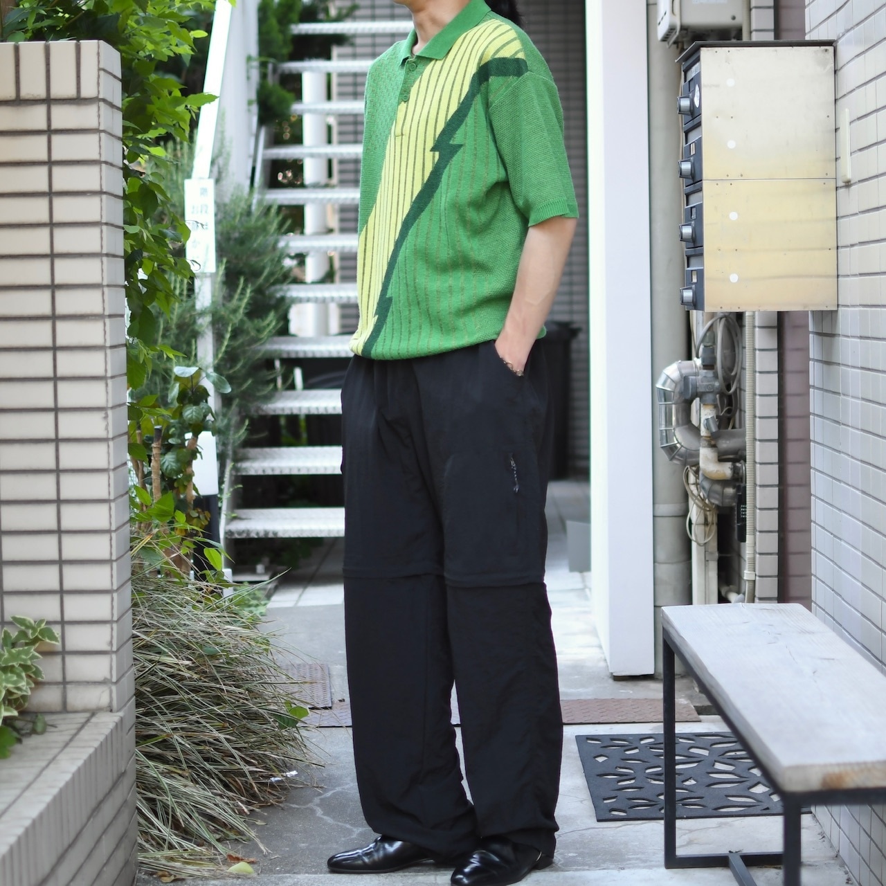 lightning design knit polo