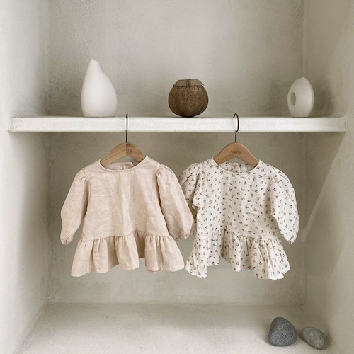 【即納】" marie blouse " 花柄シャツチュニック Aosta　韓国子供服
