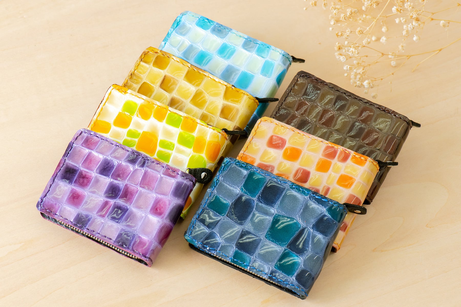 石畳風革のじゃばらカードケース《受注生産》|レザークラフト工房 よかじかん