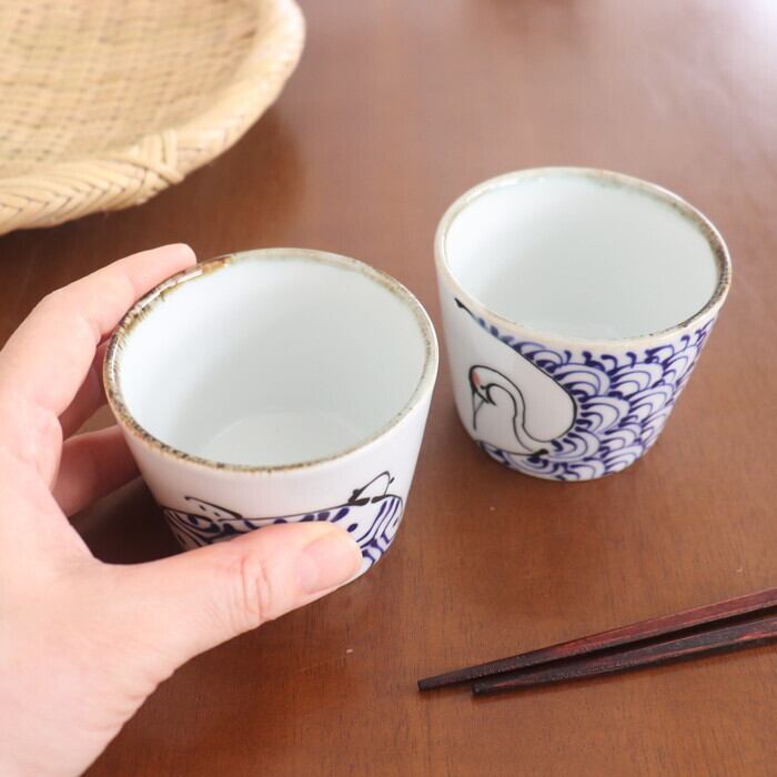 波佐見焼 翔芳窯 猪口 鶴亀 Hasami-yaki Soba cup #395 | 和食器のお店