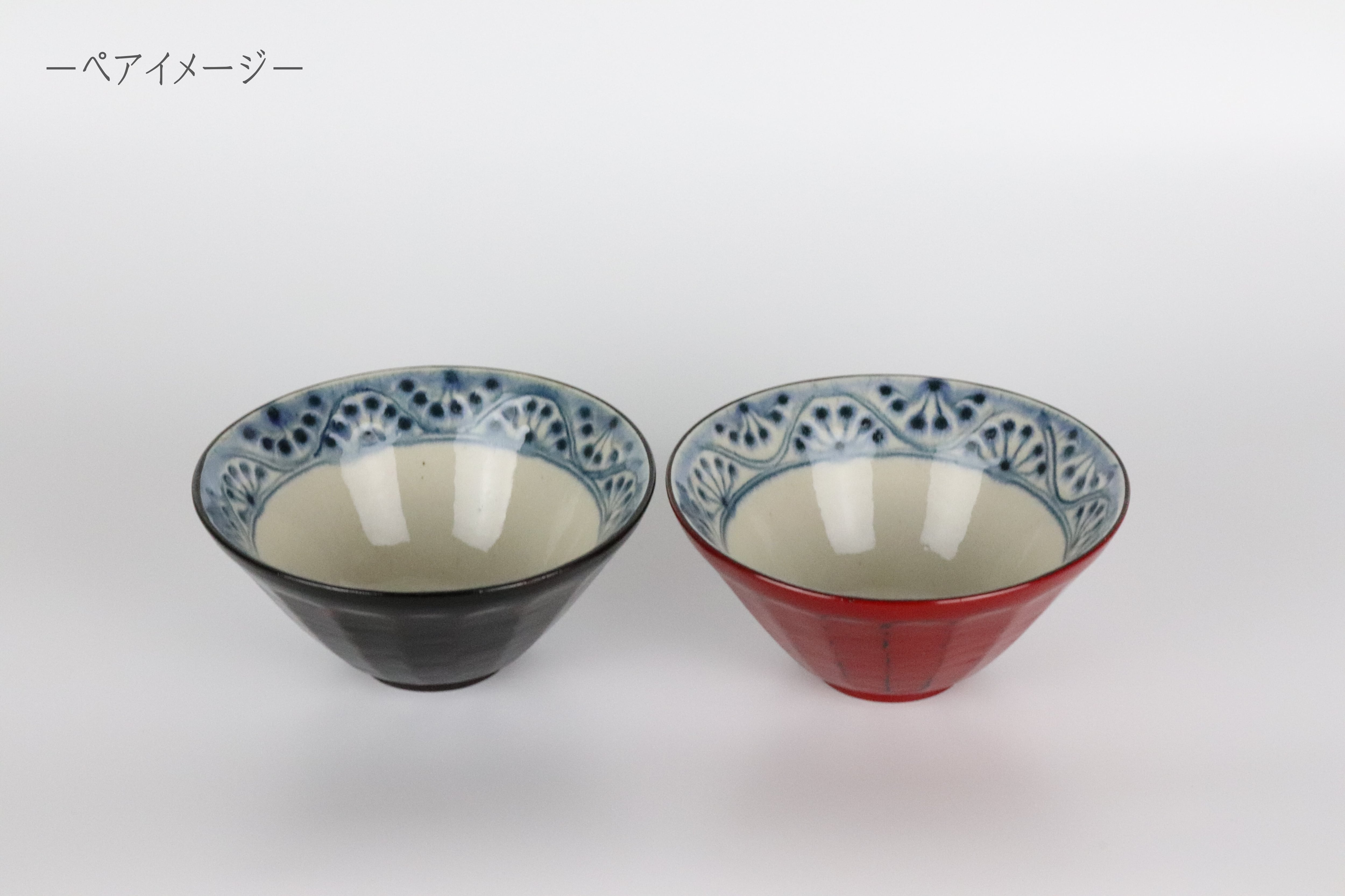 漆陶 面取り茶碗 花紋 | 宗山窯