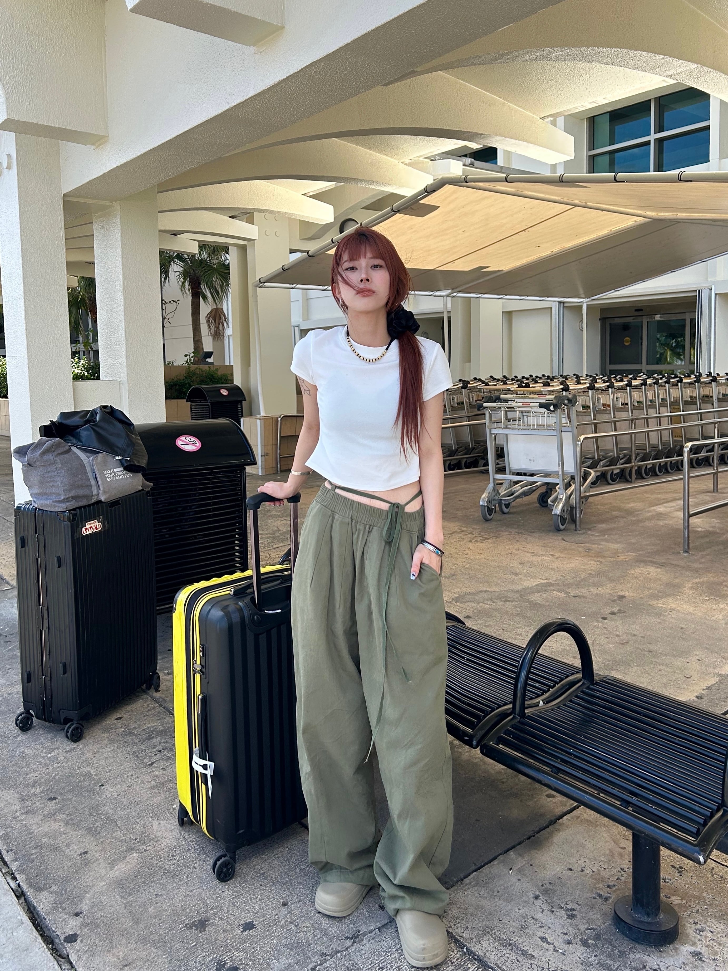 WAIST RIBBON TAPE WIDE PANTS HK-015 | HIICODE.
