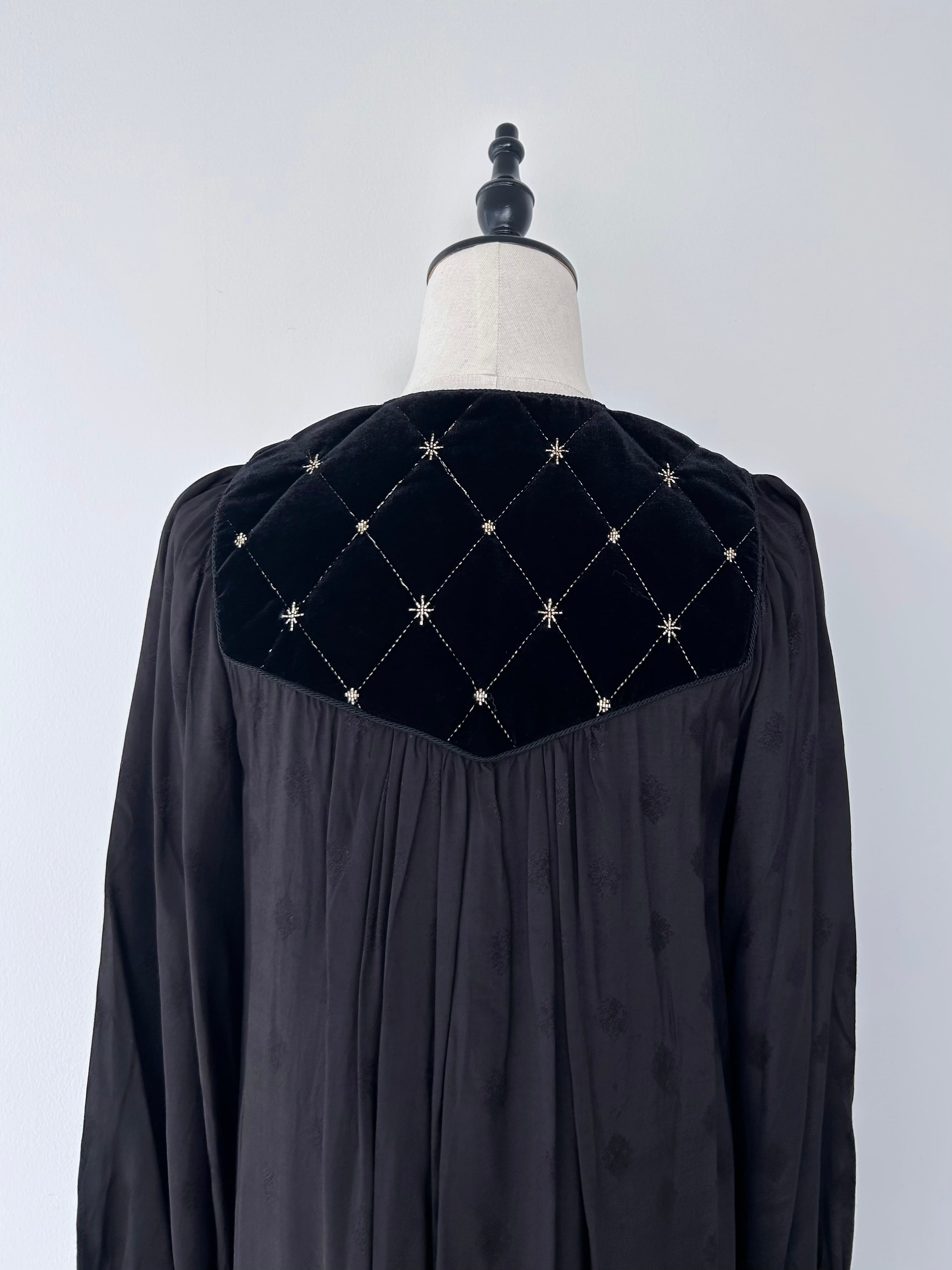 Sara Mallika Velvet Beads Embroidery Dress | KOKO