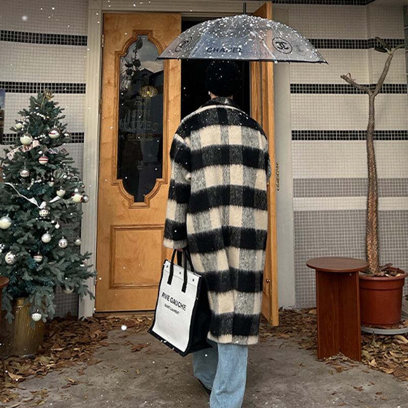 THISISBAKUCOチェック柄ロングチェスターコート | mblueshop