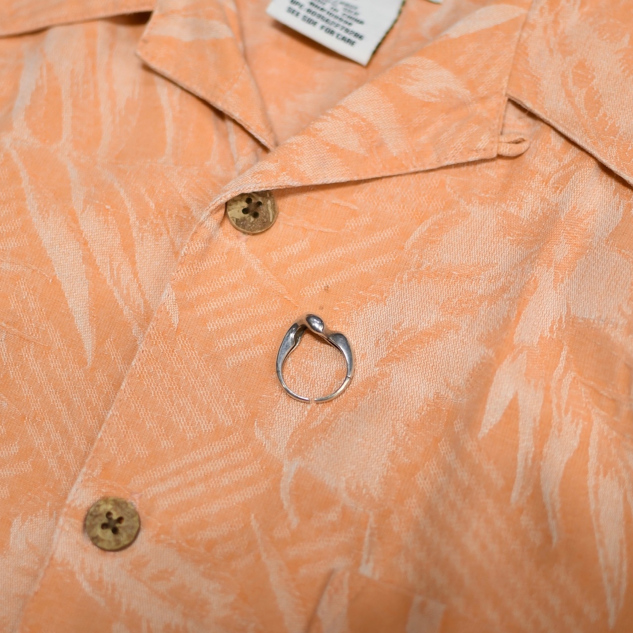jacquard weave design aloha shirt salmon pink
