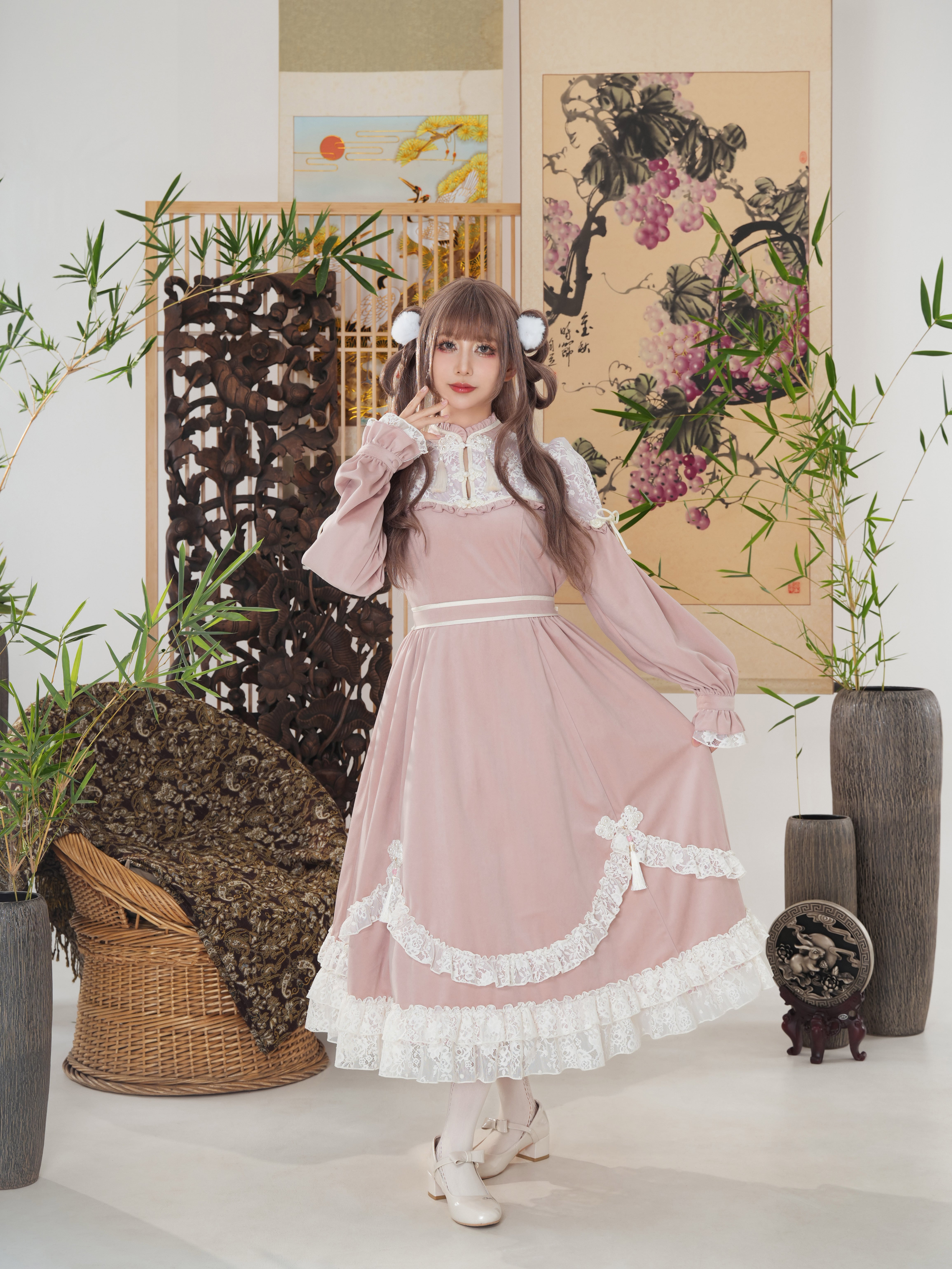 桃源華 ファーケープ付きワンピース | HoshibakoWorks