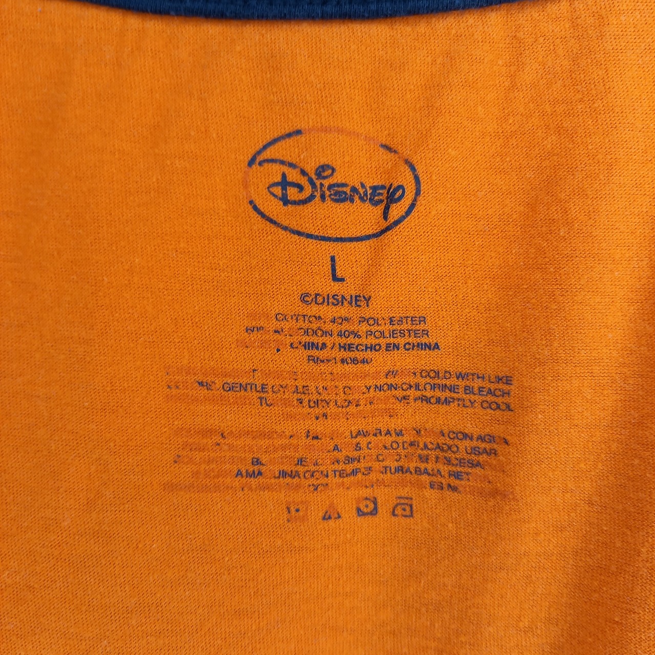 ディズニー　クルーネック　リンガーTシャツ　半袖　ビッグロゴ　オレンジ