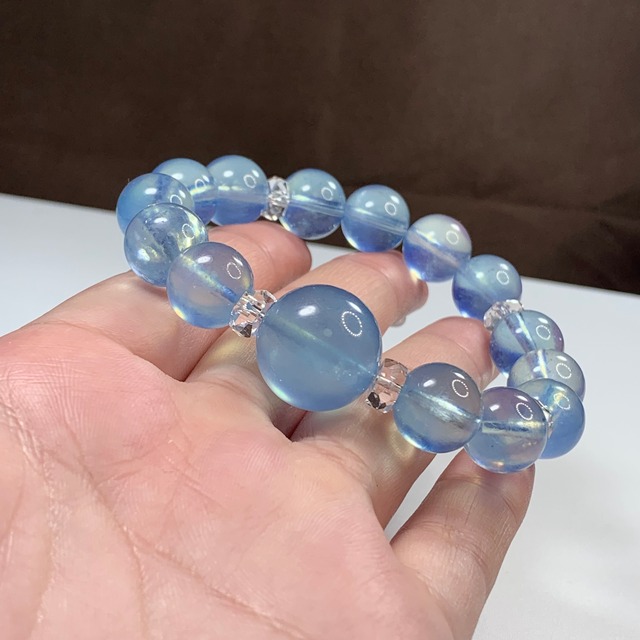 透明度高☆大玉アクアマリン・デザインブレスレット