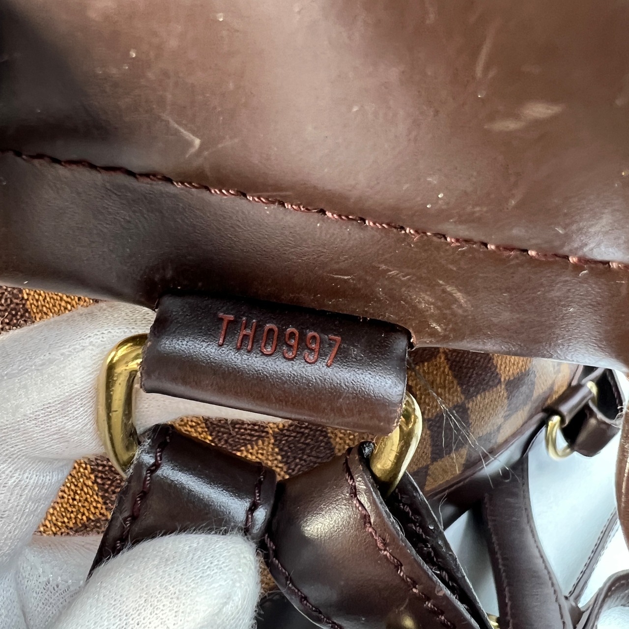 LOUIS VUITTON ルイヴィトン ダミエソーホー  レザーリュック ブラウン A-9878