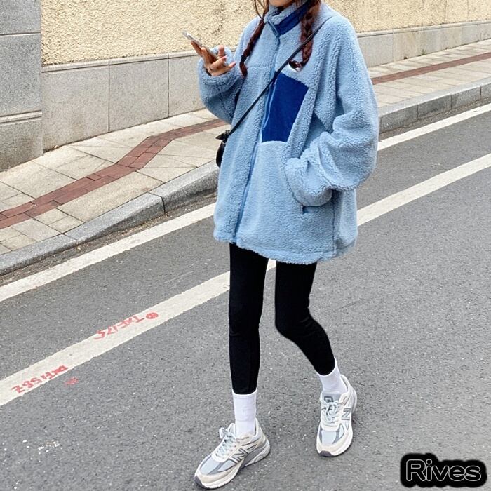 ボア アウター レディース もこもこ ボアブルゾン ジャケット 韓国 原宿 ストリート オルチャン ファッション 韓国ファッション アパレル オシャレ ストリート系 リーブス リーブス 服 Rives Rives