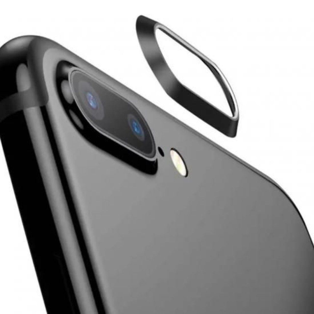 iPhone 7 Plus アルミリング ブラック カメラレンズ保護 貼り付け式 デコレーション