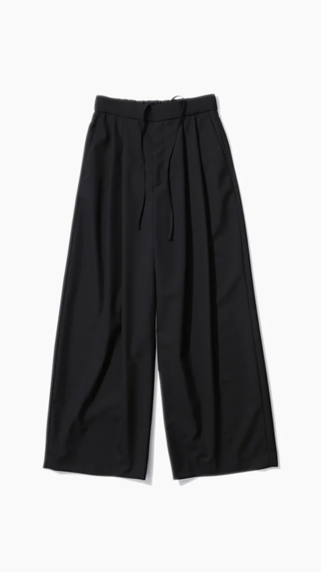 ATON -WOOL TROPICAL | WIDE EASY PANTS- :TOP GRAY, :BLACK