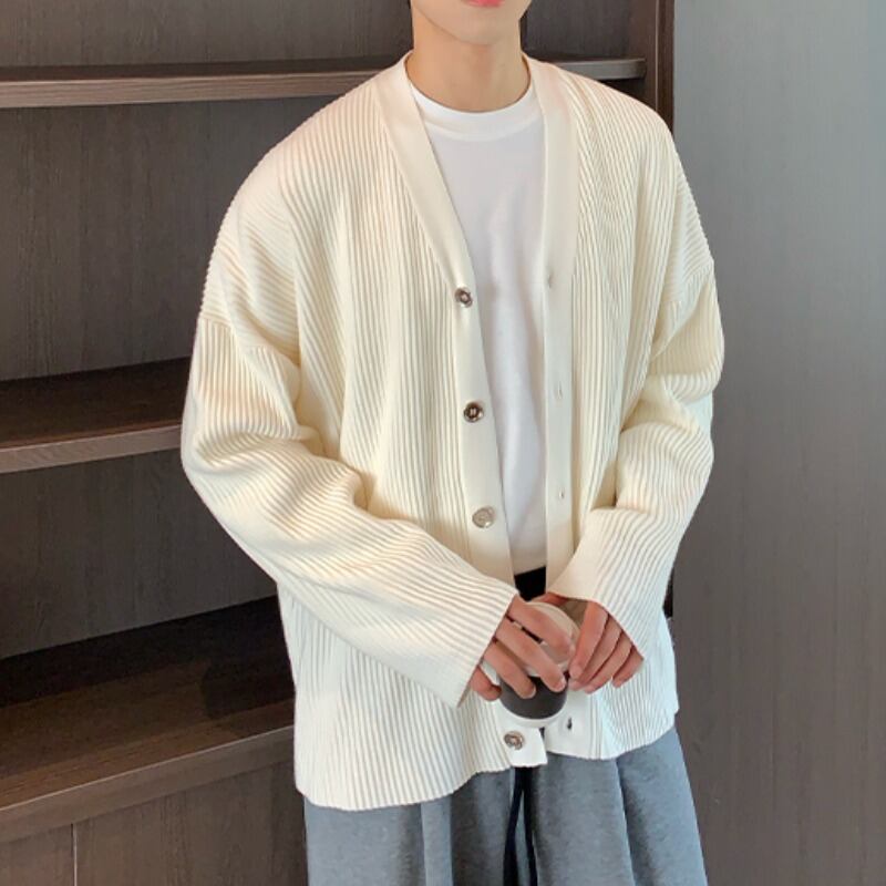 Vネックリブニットカーディガン C10471