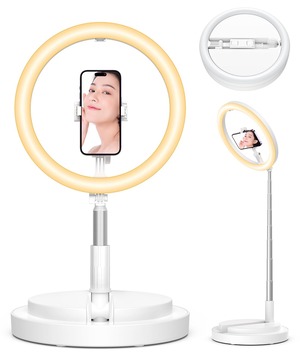 【努力特価】LEDリングライト 折りたたみ一体式 【アップグレード版】 Sunnila 卓上地面両用 リングライト 撮影用 自撮り用 配信用ライト 俯瞰撮影対応 11.4インチ 3色モード 10段階調光 卓上スタンド USB給電式 テレワーク/web会議/Youtubeビデオ/TIKTOK/自撮り/生放送/化粧/Zoom/美顔ライト/カメラ撮影に適用 日本語取扱 (ホワイト)