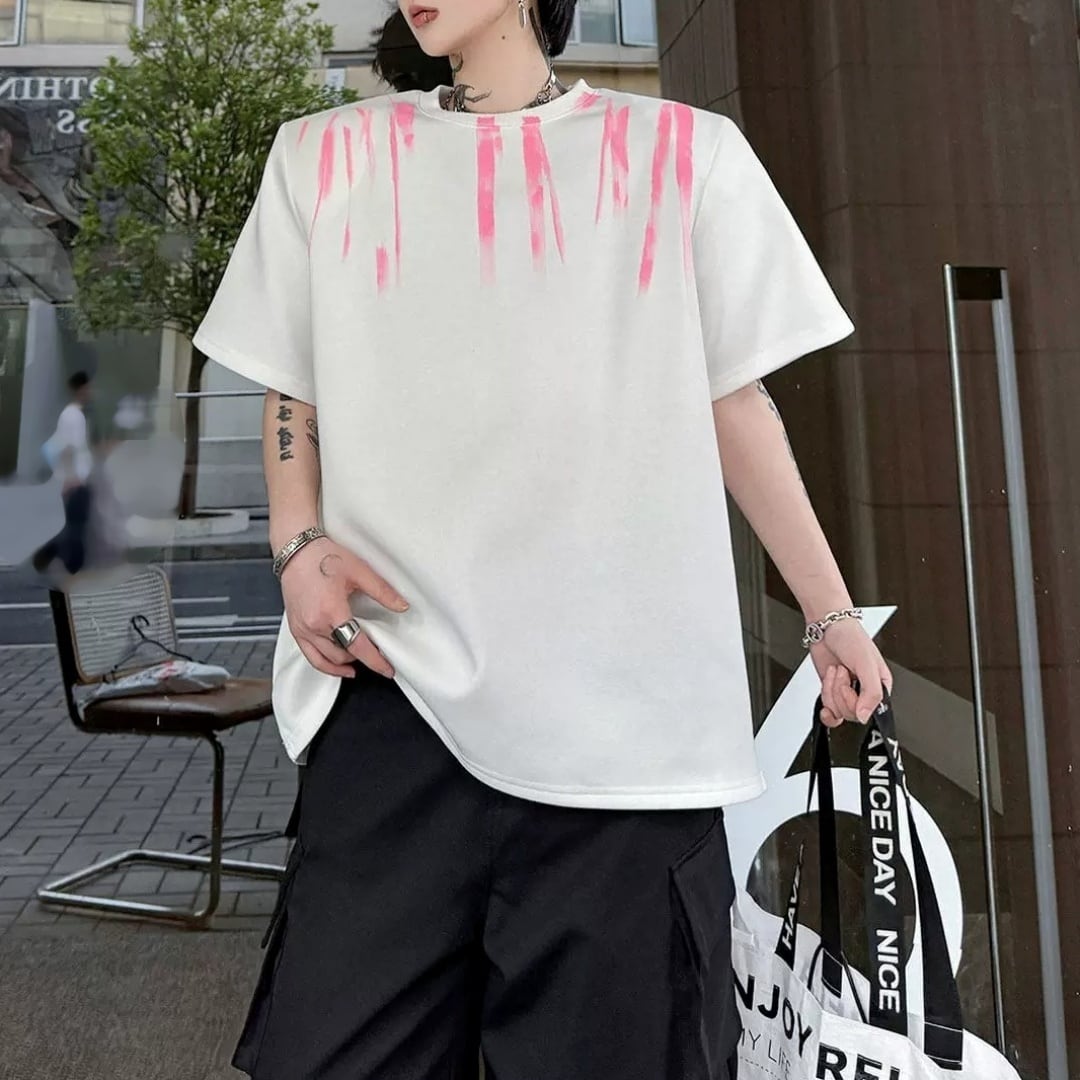 ペイントドリップ オーバーサイズTシャツ 2カラー D12371