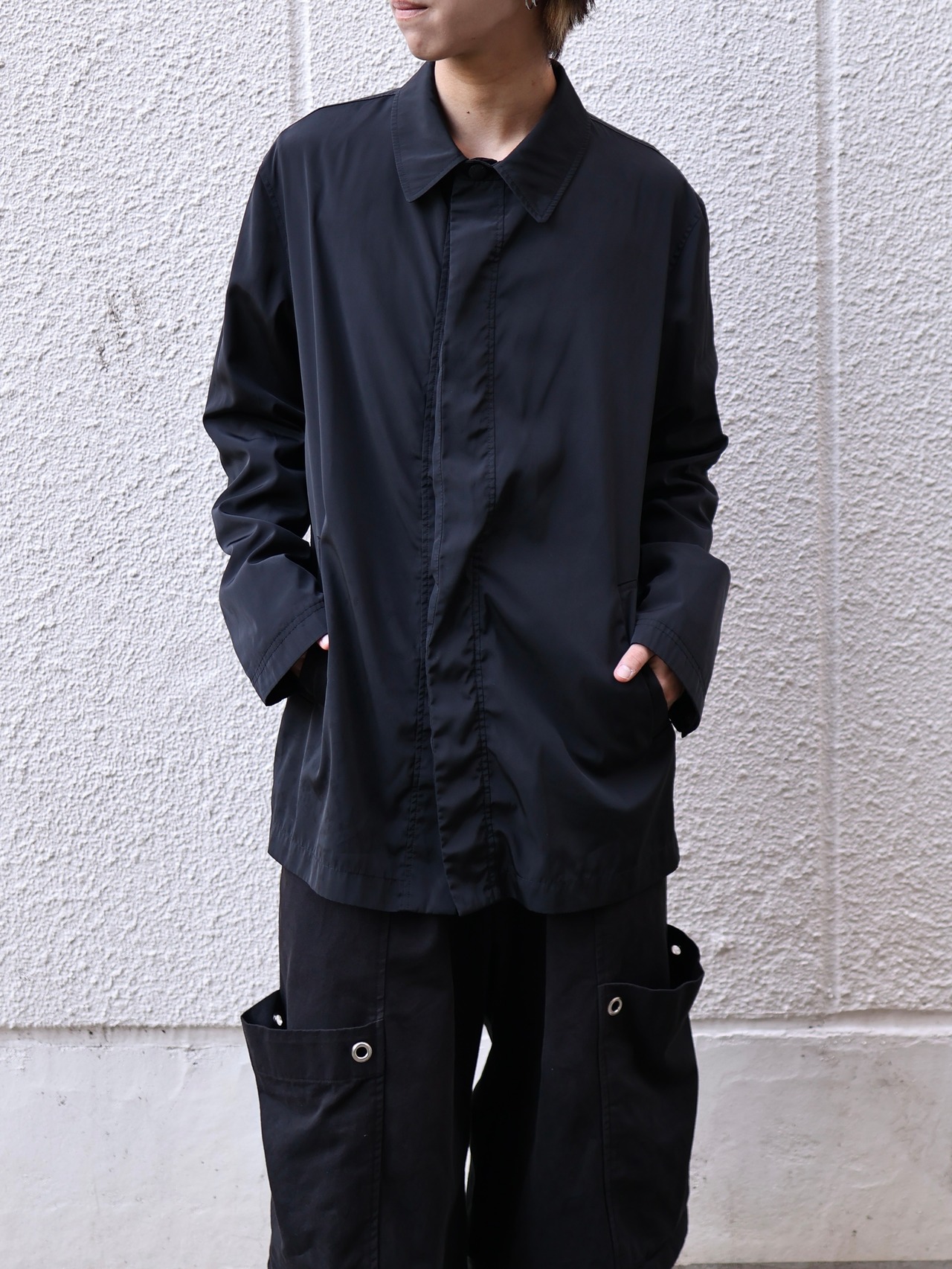 【armani collezioni】nylon fly front half coat