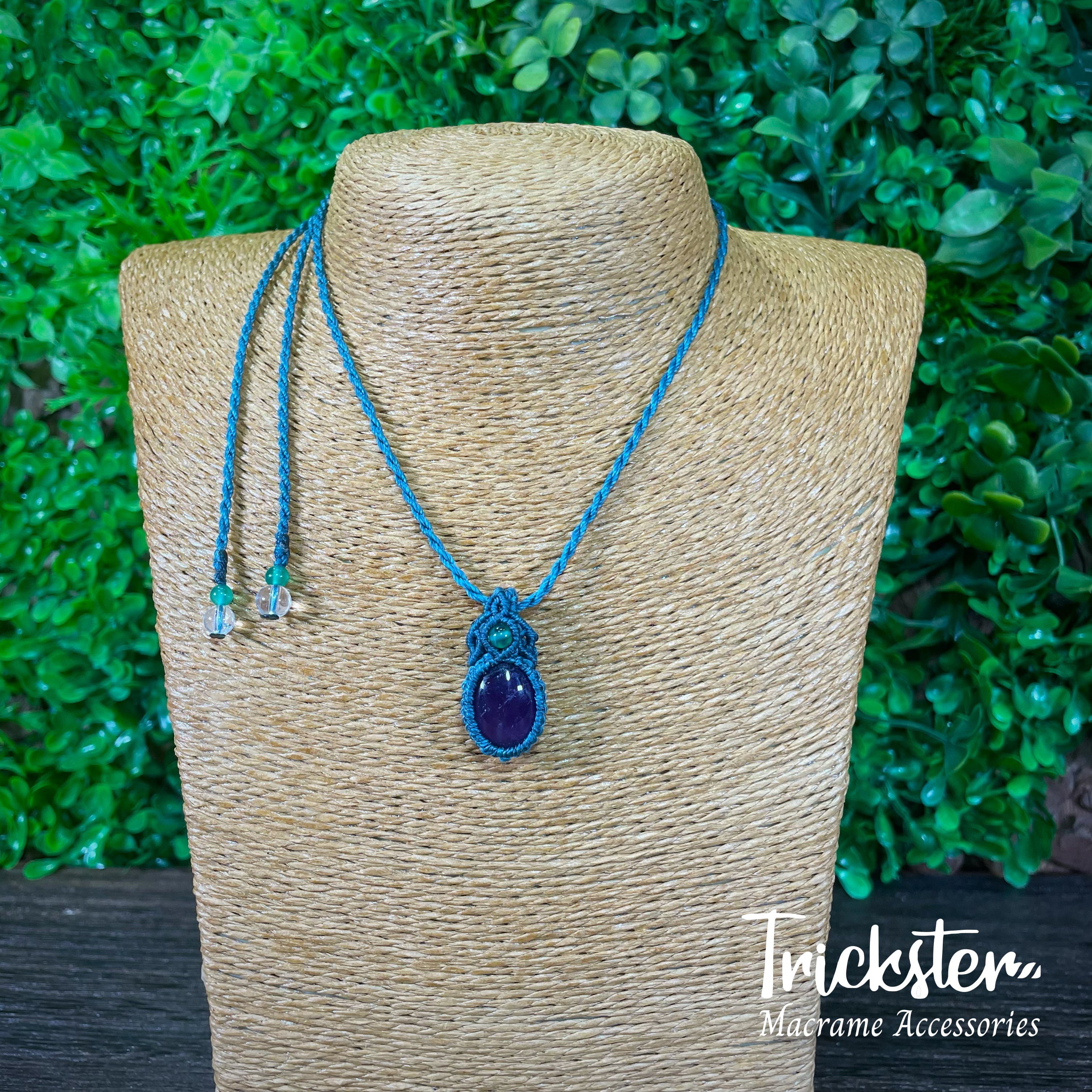 アメジスト グリーンオニキス マクラメペンダント T169 | Trickster