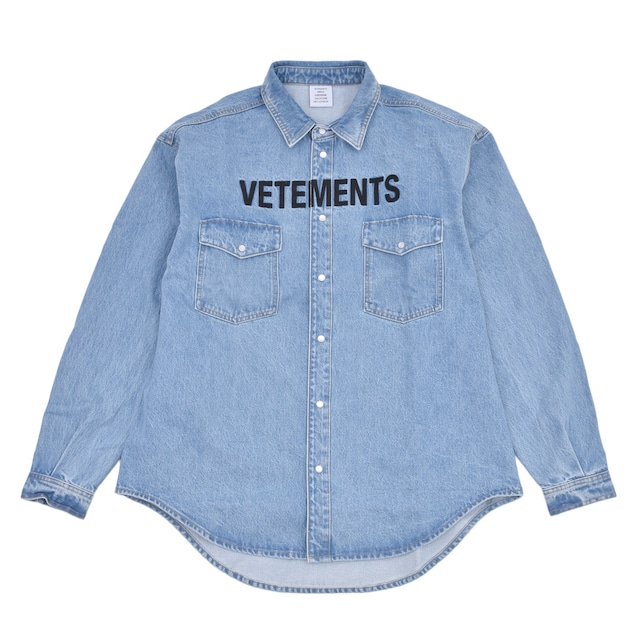 【VETEMENTS】EMBROIDERED LOGO DENIM SHIRT(LIGHT BLUE)