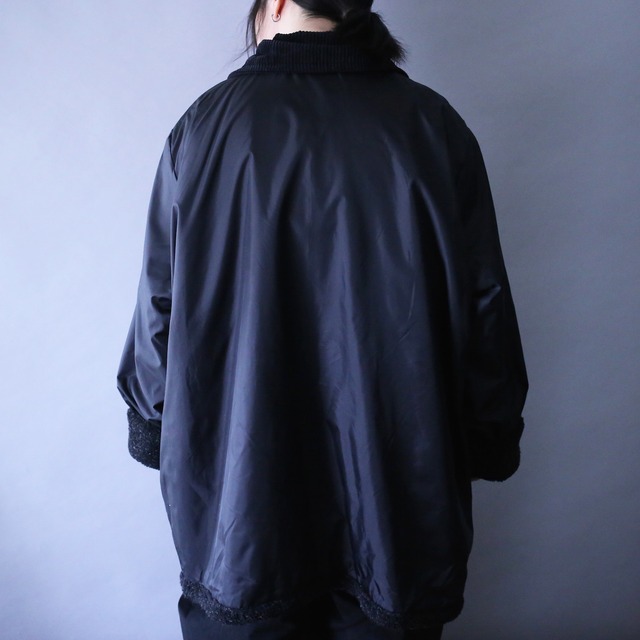 "reversible" boa fleece × shakashaka fabric over silhouette jacket