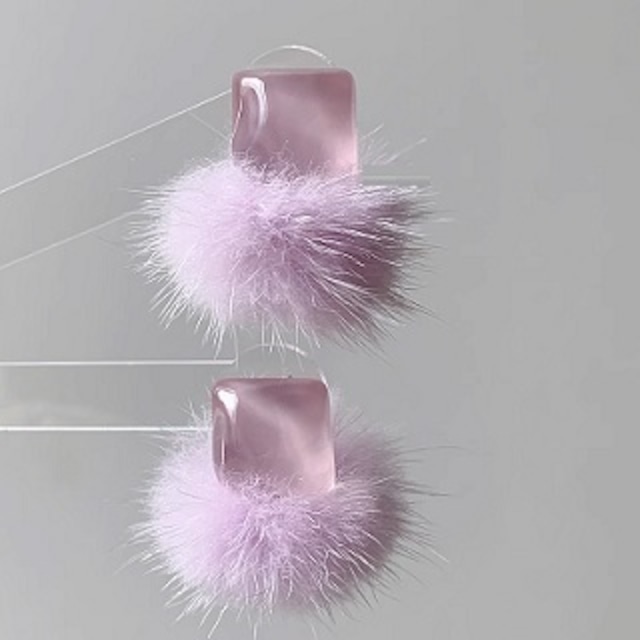 purple fur & stone pierce,earring＜a1694＞