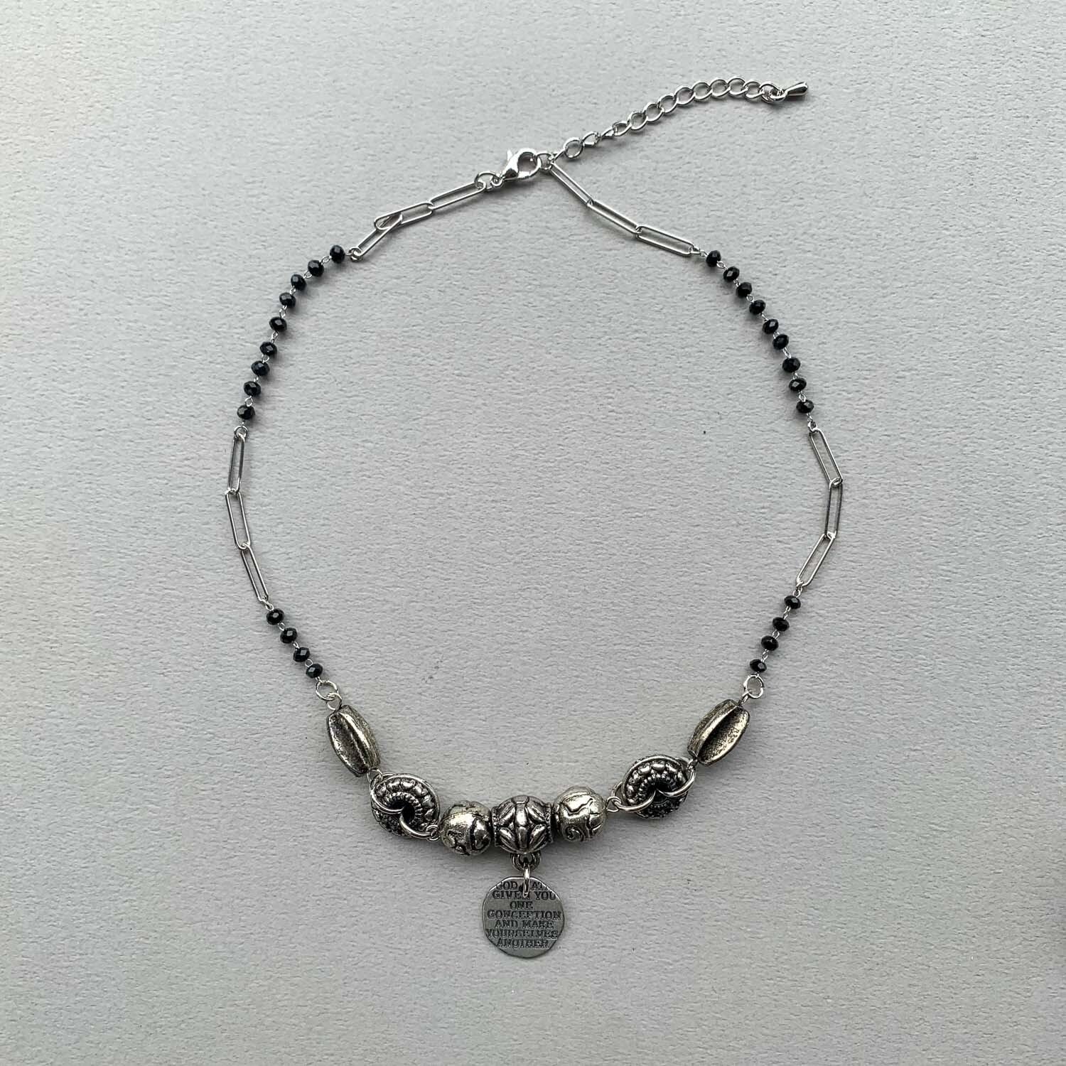 アンティーク風シルバービーズネックレス | Dua-アクセサリーパーツ