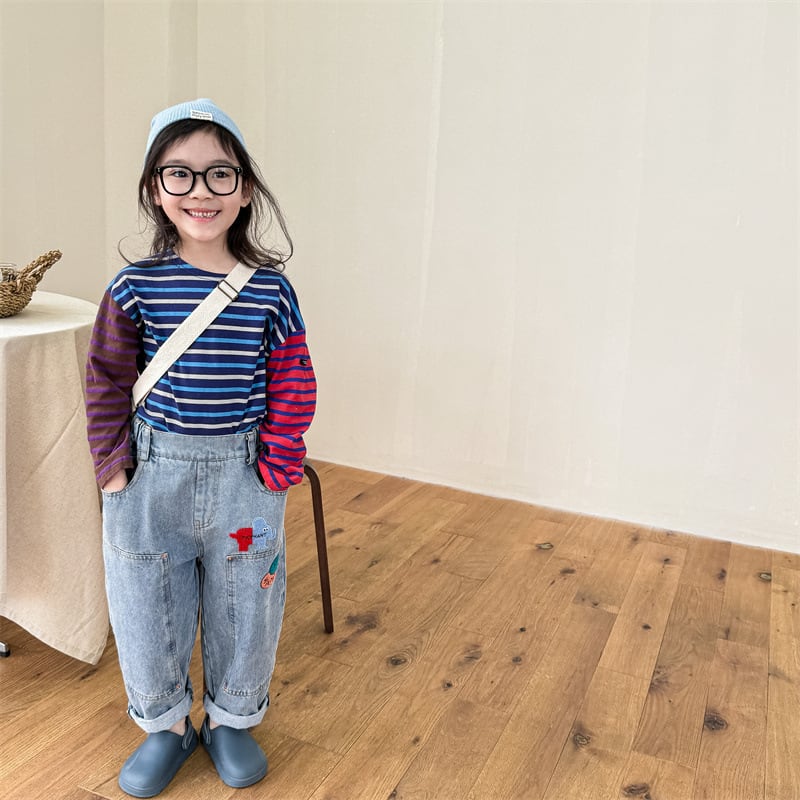 取寄》 気分屋ゾウさんワッペンデニムパンツ （全2色） ADBB 2024夏