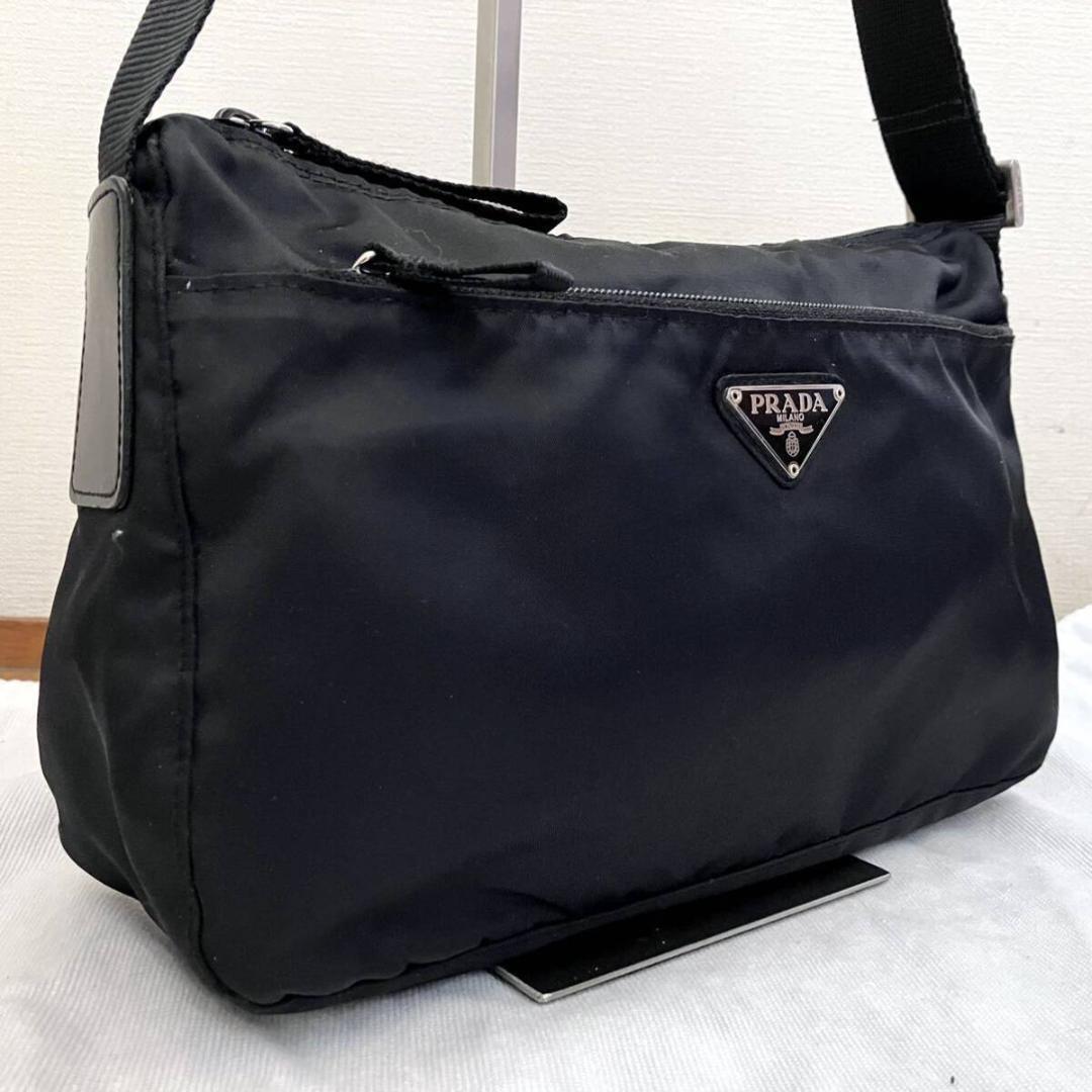 希少✨プラダ ショルダーバッグ ポコノ 三角ロゴ ナイロン ブラック 黒 