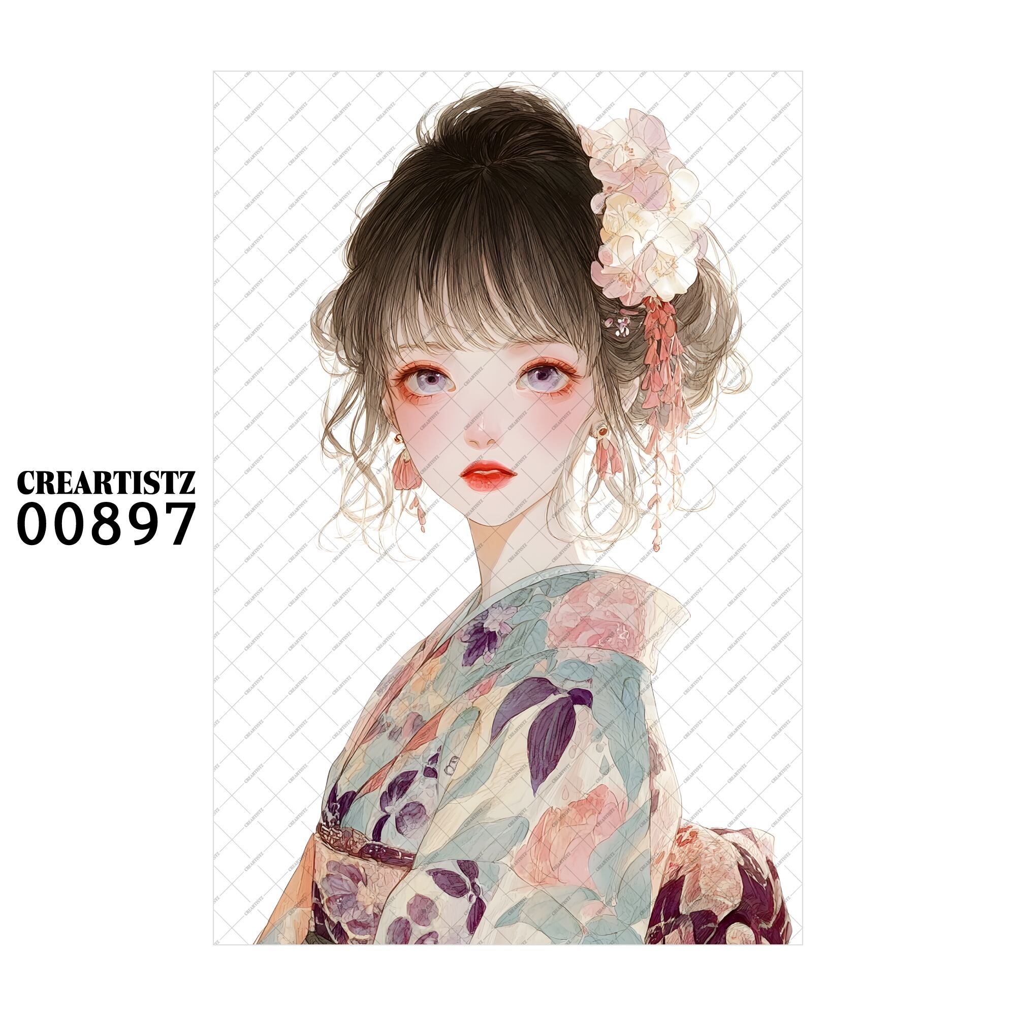 00897 ガール キュート オリジナル ペーパー/ステッカー 4枚セット CREARTISTZ