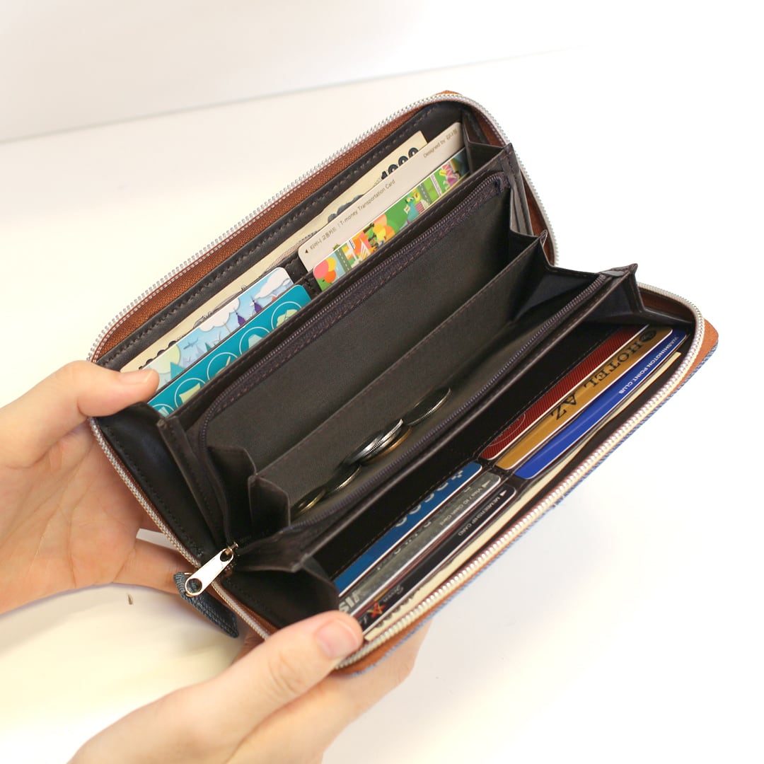 専用 デニムリメイク ウォレット② デニム風合成皮革ロングウォレット [11-2121] | propellerheads