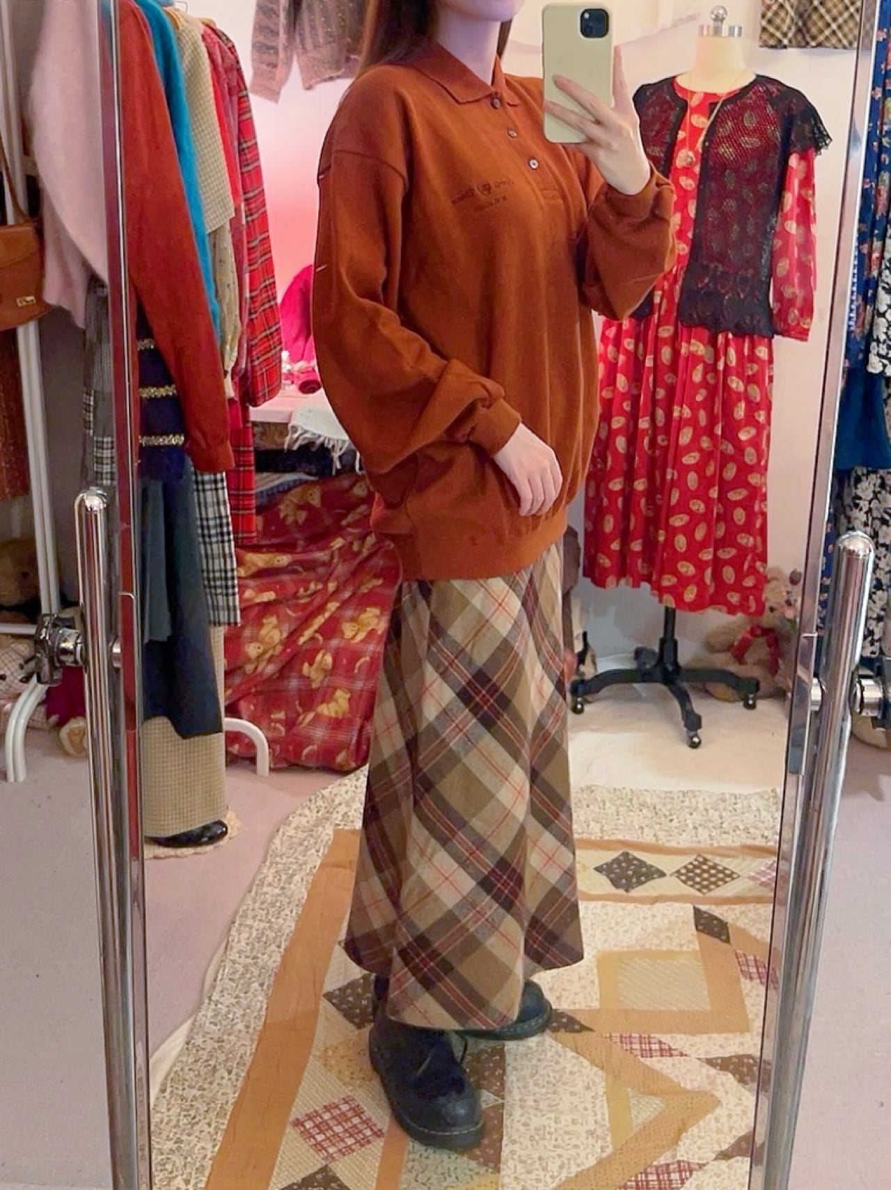 orange brown polo knit