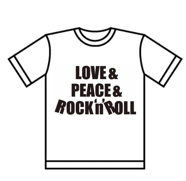 LOVE&PEACE&ROCK'N'ROLL 発泡プリントTシャツ　 WHT/BLK