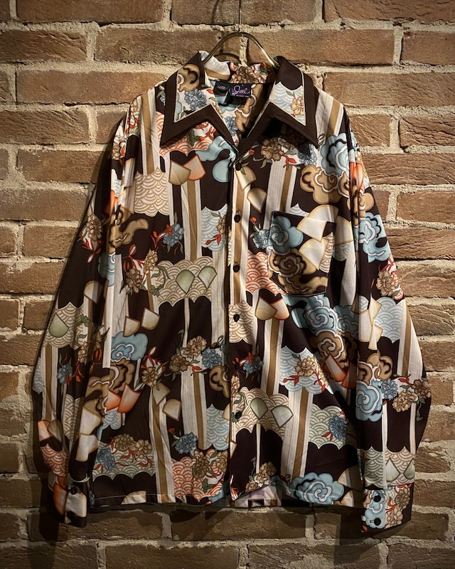 【Caka act3】"70's" Oriental Pattern L/S Open Collar Shirt