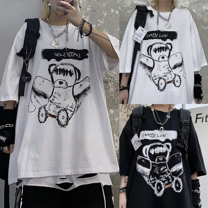 ユニセックス Tシャツ 半袖 ドロップショルダー ダーティーベア