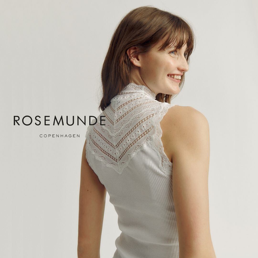 ノースリーブ トップス レディース ロサムンド rosemunde シームレス レイヤード 重ね着 シルク 綿 コットン おしゃれ かわいい 可愛い 大人フェミニン レース 無地 シンプル 春 夏 秋 冬 オールシーズン プレゼント ギフト ブラック ホワイト 4507 In001