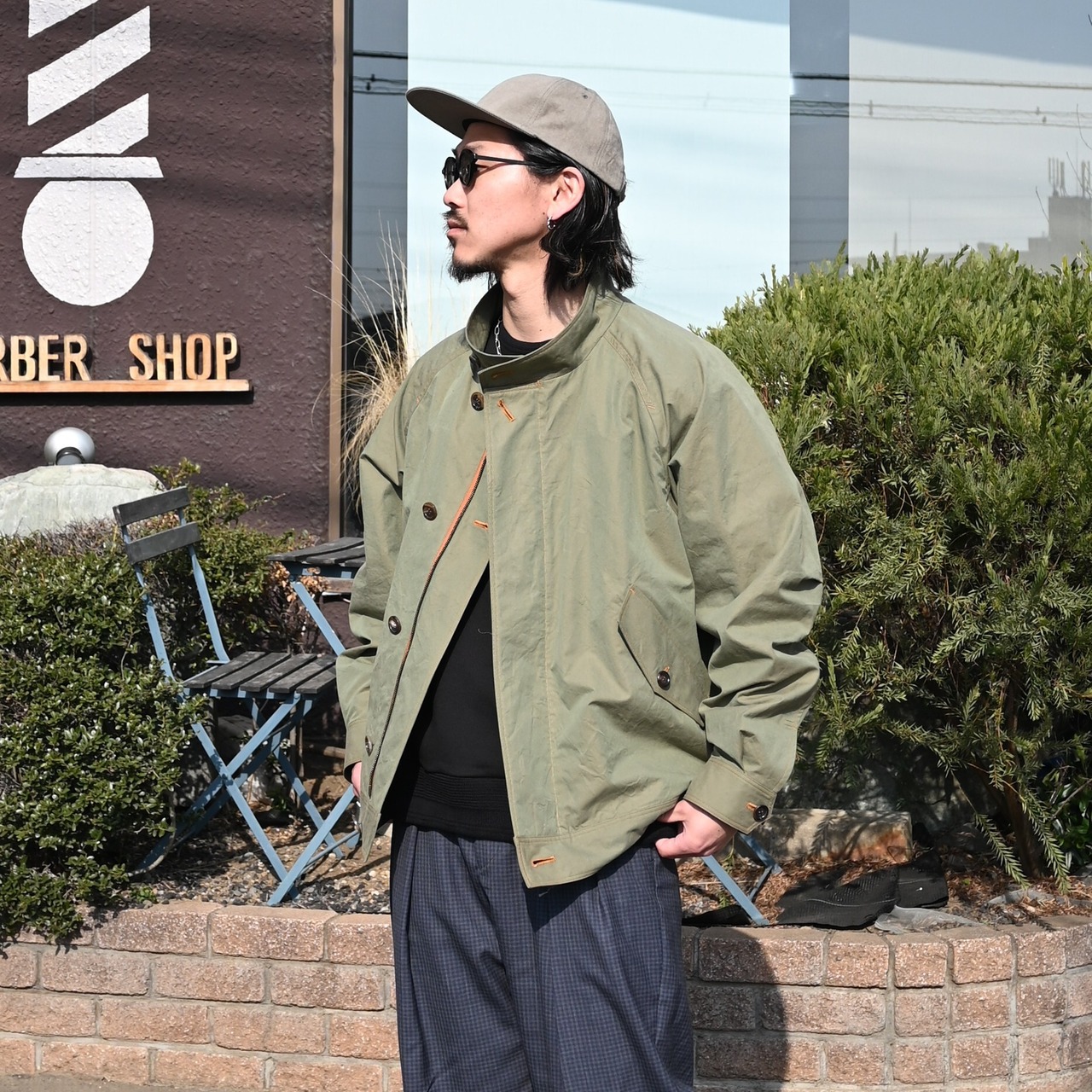 山内(ヤマウチ)ミリタリージャケット、KUON(クオン)襤褸スウェットコーディネート