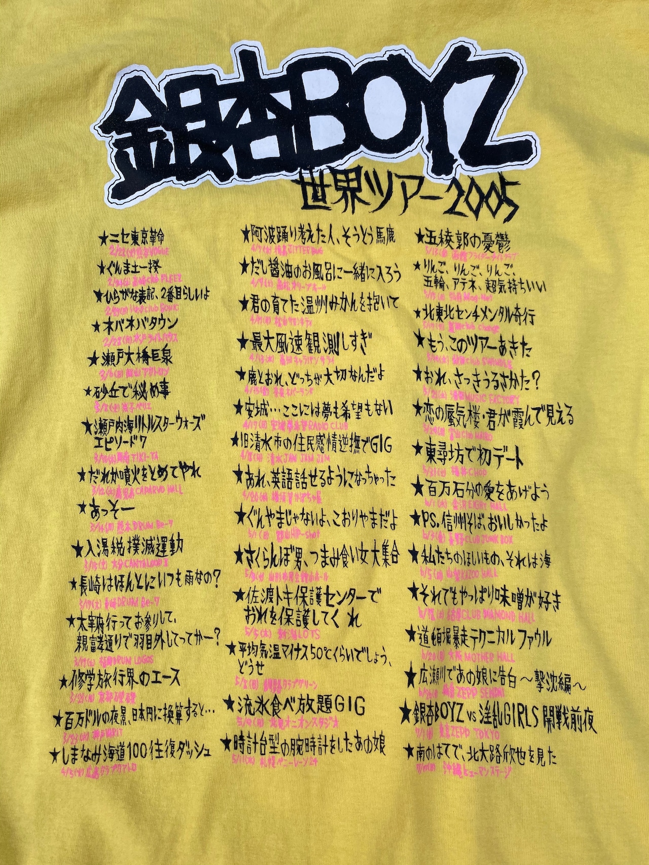 銀杏BOYZ 2005 世界ツアーT(47都道府県ツアータイトル大喜利 