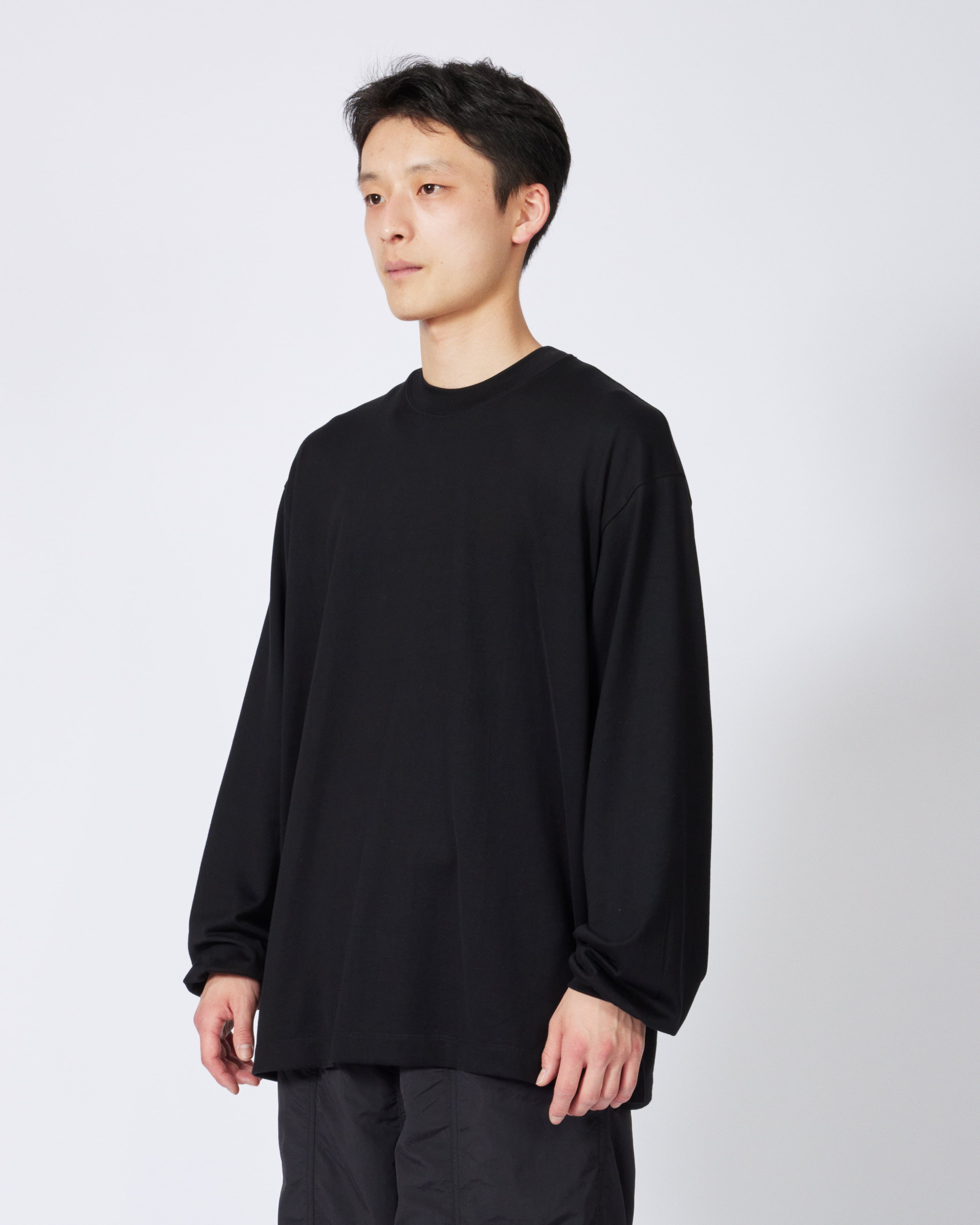 everyone rich cotton long sleeve tee shirt (BLACK) | everyone