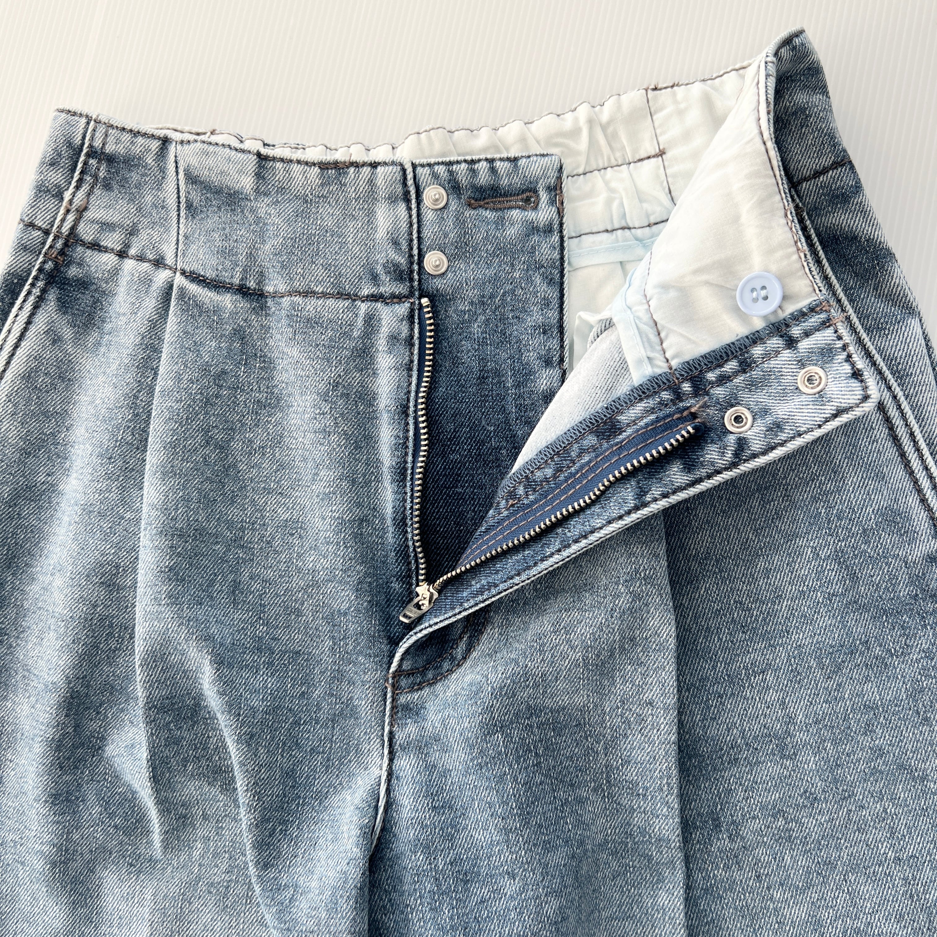 裏起毛デニム ハイウエストツータックワイドパンツ《PASSIONE