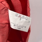 リネン混 Crocodile クロコダイル ワンポイント 長袖 ワークシャツ L/赤橙系 メンズ