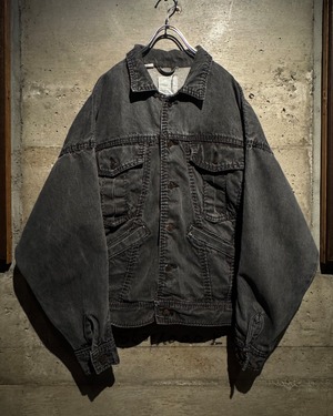 【Caka】80's〜90's Stitch Design Vintage Fade Gray Denim Jacket