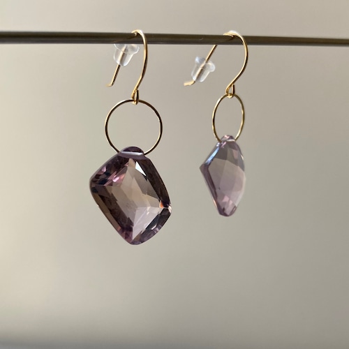 Ind Gem Earrings ~Ametorin Quartz free form　~