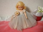 ブルーグレー布花ドレス　「Nancy Ann Story Book Doll」（くすみあり） 画像3