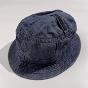 美品 麻100% PAPAS パパス リネン バケットハット 帽子 /インディゴ/日本製