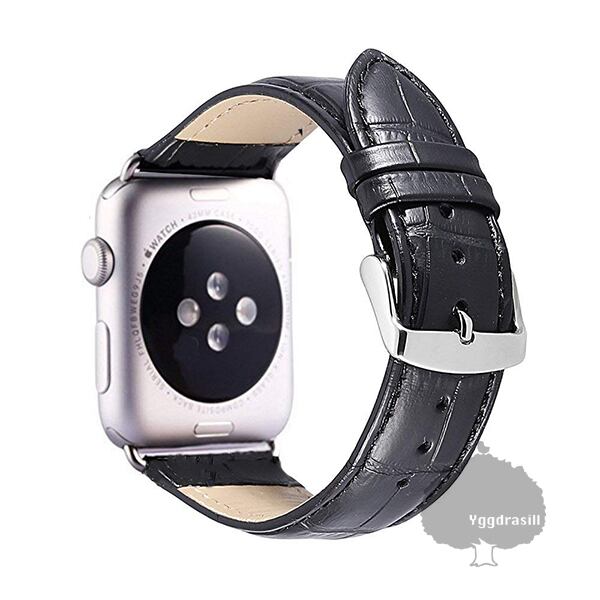 Apple Watch アップルウォッチ 型押し ベルト バンド 腕時計 黒