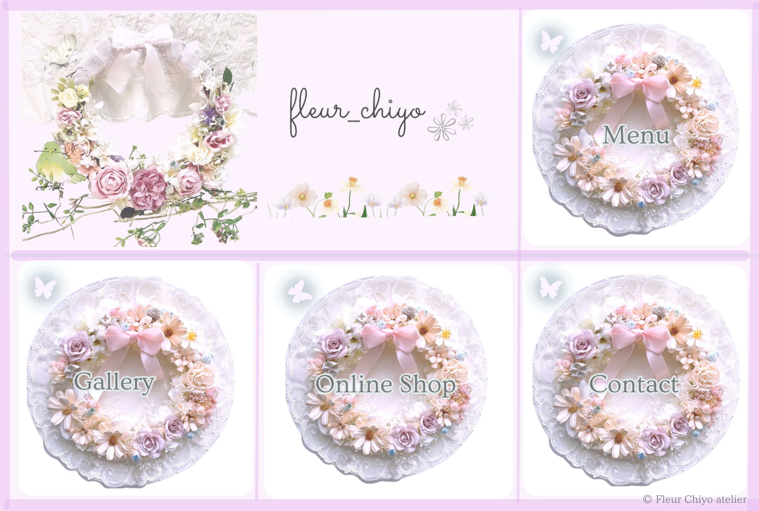 【FCA-004】パステルフラワーのリッチメニュー 4分割｜Canvaテンプレート【設置ガイド付】　
