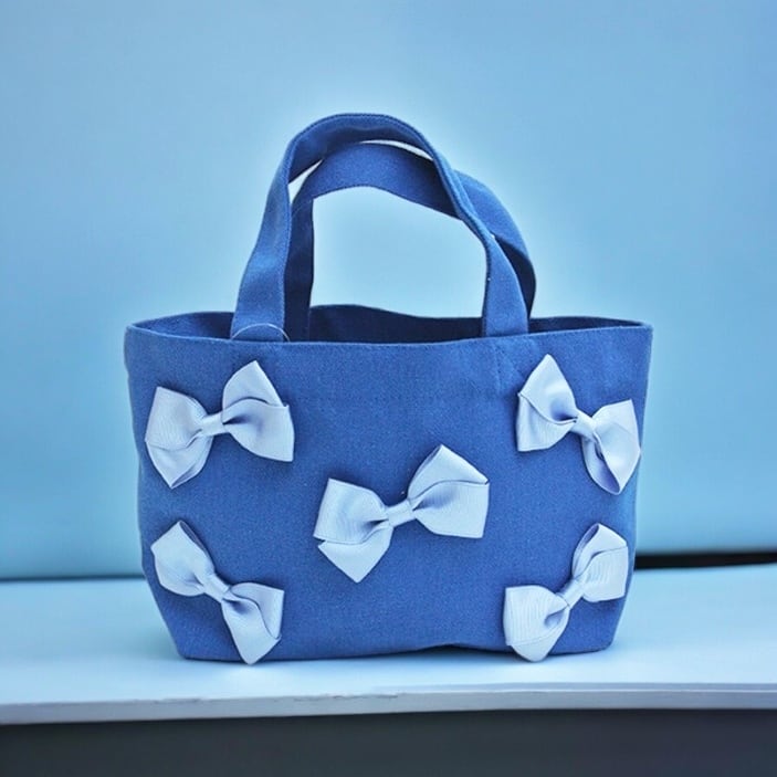 CLOSE SALE★bg0238 トートSミニ《クロスリボン5P》ロイヤルブルーバッグ★★★