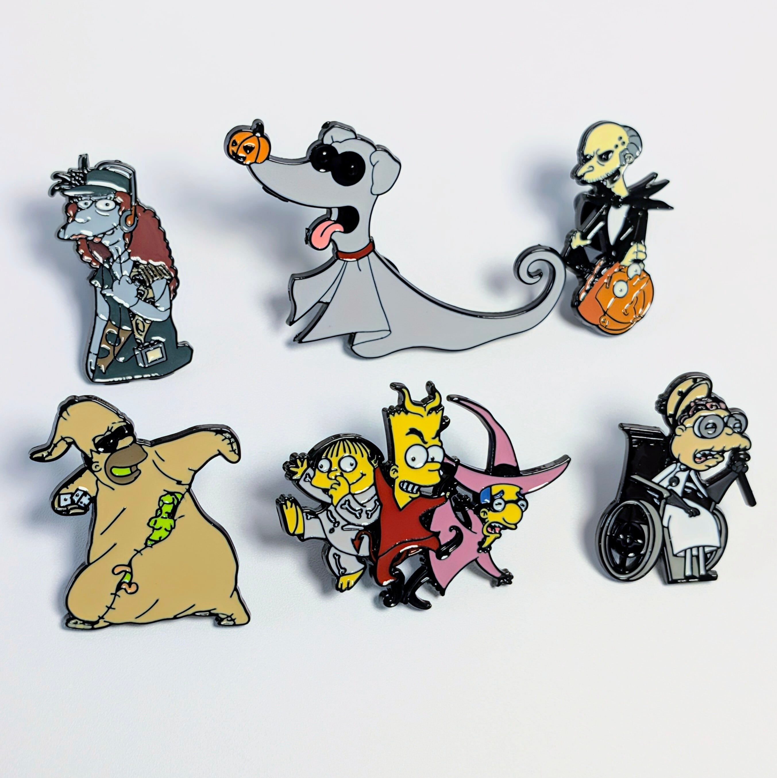 ♧送料無料！ ★ピンズ PINS★ピンバッジ 【 The Simpsons（ ザ シンプソンズ ）×The Nightmare Before Christmas？(笑)】ナイトメアコス ハロウィン 6P SET / ピンズセット / Treehouse of Horror / ツリーハウス・オブ・ホラー〚アメリカン雑貨 アメトイ〛