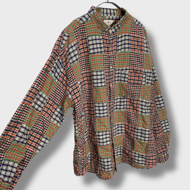 90s ジェイクルー　チェック柄パッチワークシャツ　巨人タグ　マルチカラー　XL